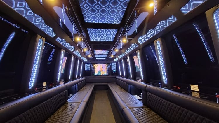 Roseville 40 Passenger Limo Bus Interior
